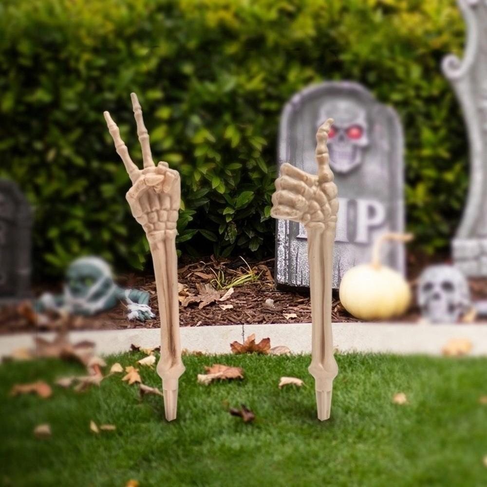 Spooky Decor Skeleton Gesture Lawn Stake Stable Halloween Decoration  Lawn Garden