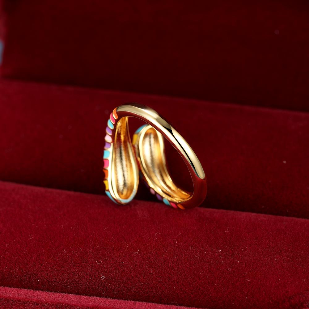 Регулируемые кольца с радужной эмалью золотого цвета для женщин, открывающиеся кольца, свадебные украшения