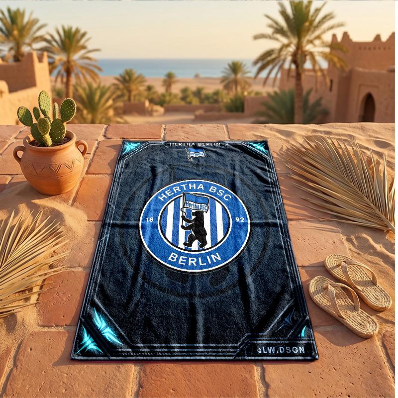 Hertha BSC FC Печатное Микрофибровое Пляжное Полотенце Быстросохнущее Впитывающее Большое Полотенце Для Пляжа Плавания Путешествий