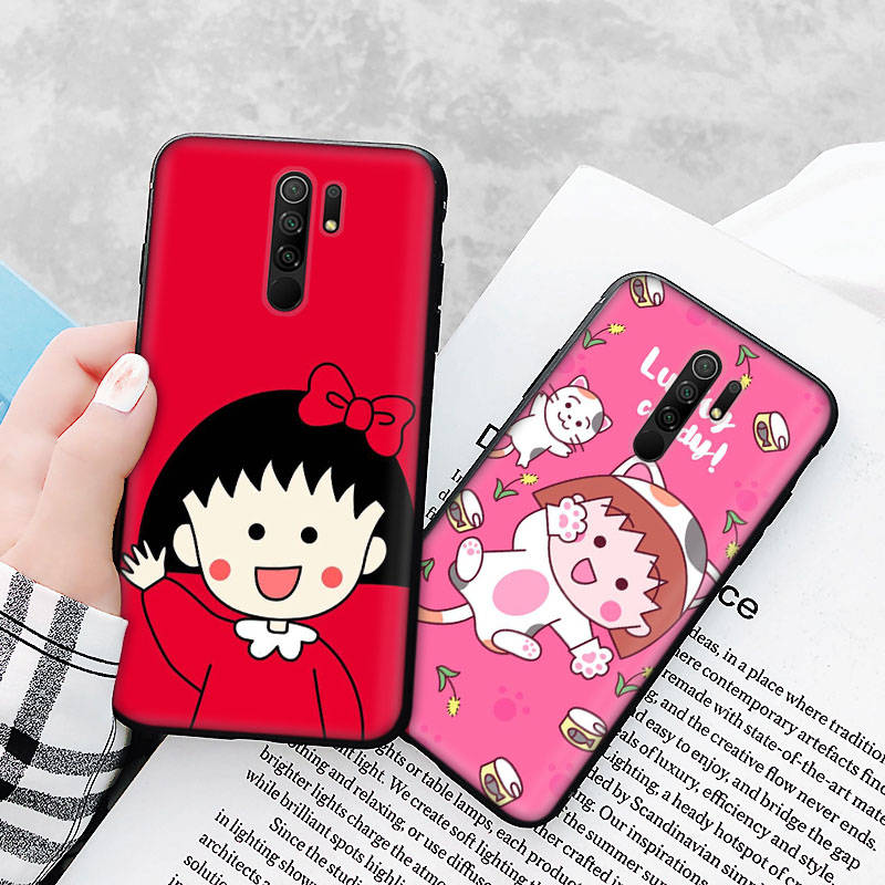 Черный чехол для Xiaomi Redmi 13C Note 9 iPhone XR 7 8 14 15 11 12 13 X XS Pro Max Samsung A25 S23 S24 FE Ultra Plus Sakura Momoko