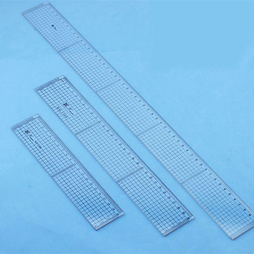 PVC Grid Transparent Ruler Board 20 30 50cm Straightedge Students Ruler Sewing Drawing