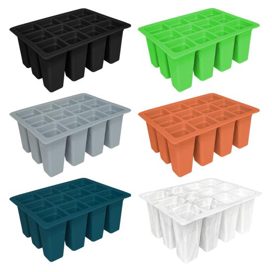 12 сеток, стартовый лоток для семян с дренажными отверстиями, силиконовые биоразлагаемые детские горшки для семян овощей, трав, цветов
