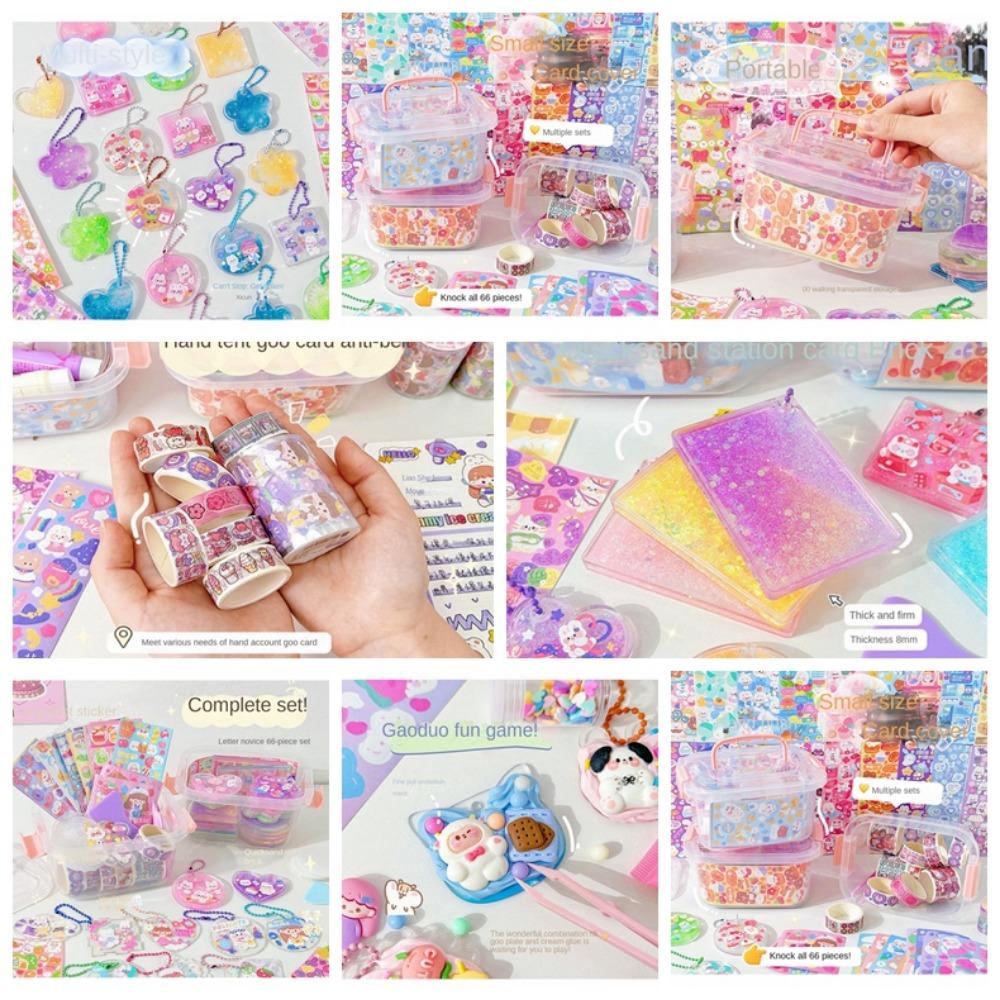 Cartoon Sticker DIY Keychain Making Kit Acrylic Gooka Stickers Set Notebook Decoration