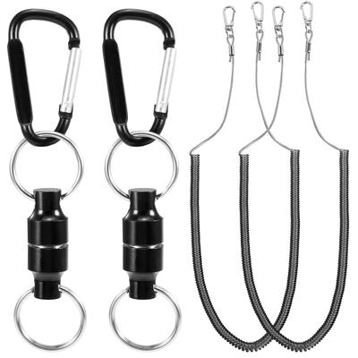 2 шт., магнитный держатель для сетки, разъем для подсака со спиральным ремешком для ловли нахлыстом