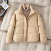 Women's Short Winter Puffer Coat - Stand Collar, Thickened, Loose Fit, Korean Style