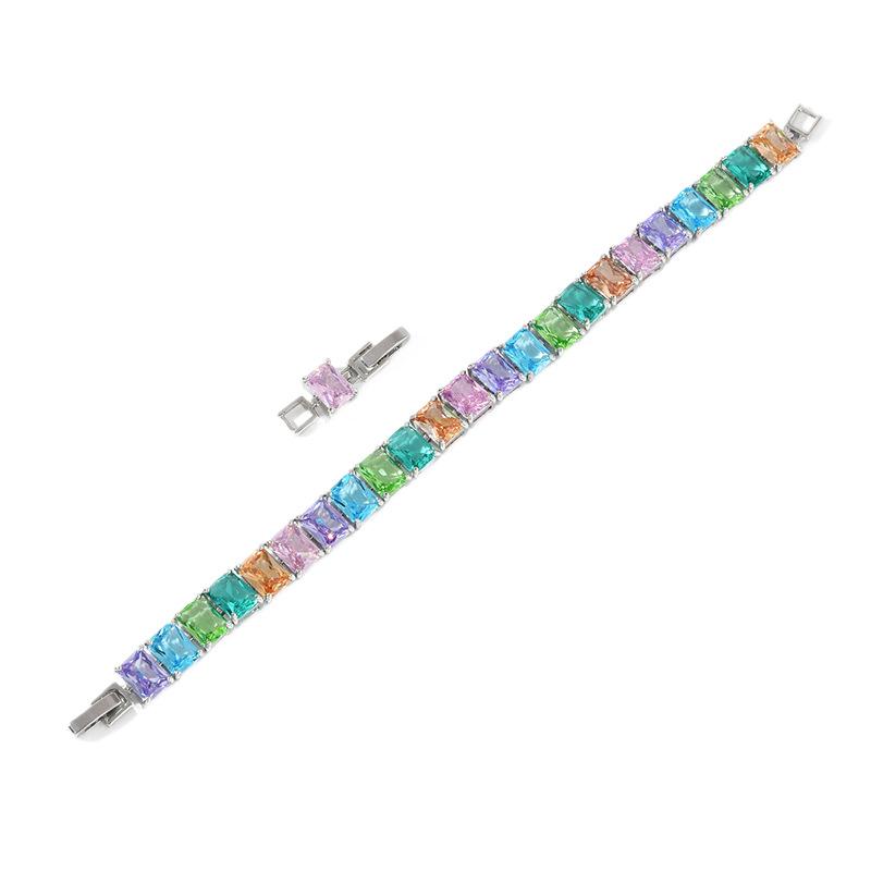 Rectangle Zircon Bracelet Multi-Color Optional Simple Gemstone Jewelry Women'S Gift