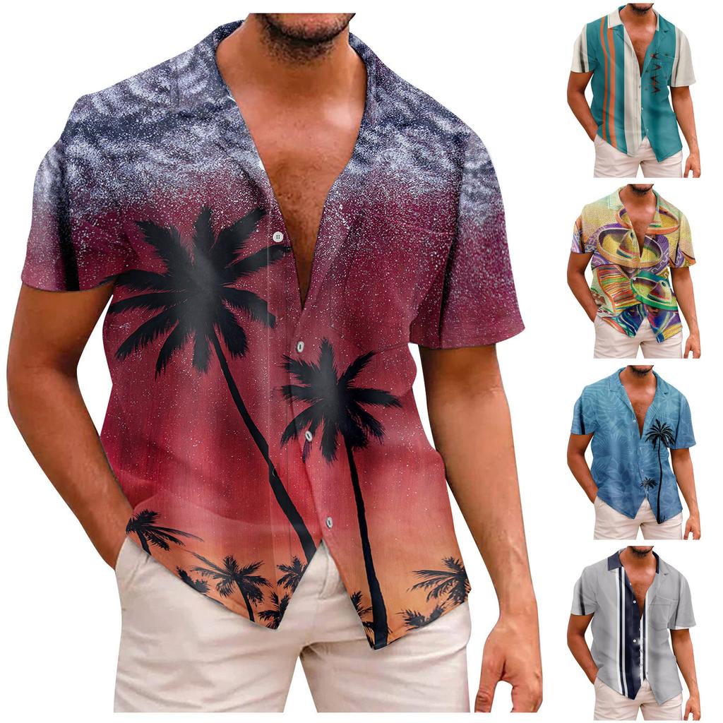 Рубашка с коротким рукавом, мужская повседневная рубашка с коротким рукавом, свободная рубашка с карманом