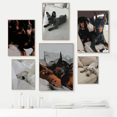 Далматин Доберман Собака Настенная Абстрактная Художественная Живопись Принт Минималистичная Мода Французский Домашний Бульдог Холст Плакат Комната Домашний Декор
