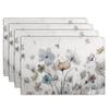 1PCS Watercolor Flower Printed Linen Placemat Decorative Table Mat Washable Place Mats for Dining Kitchen Farm House Decor