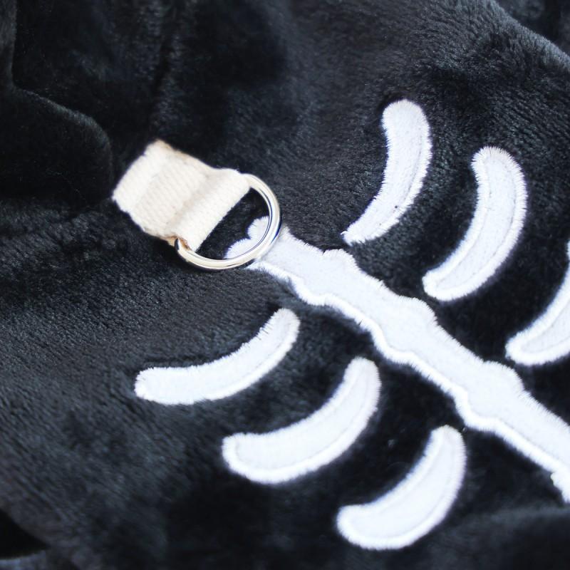 Halloween Pet Costume Hoodie With Skeleton Ghost Design Small Dogs Cats Winter Outfit