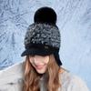 Мягкая бейсболка для защиты ушей, женская зимняя теплая вязаная шерстяная кепка для защиты от холода