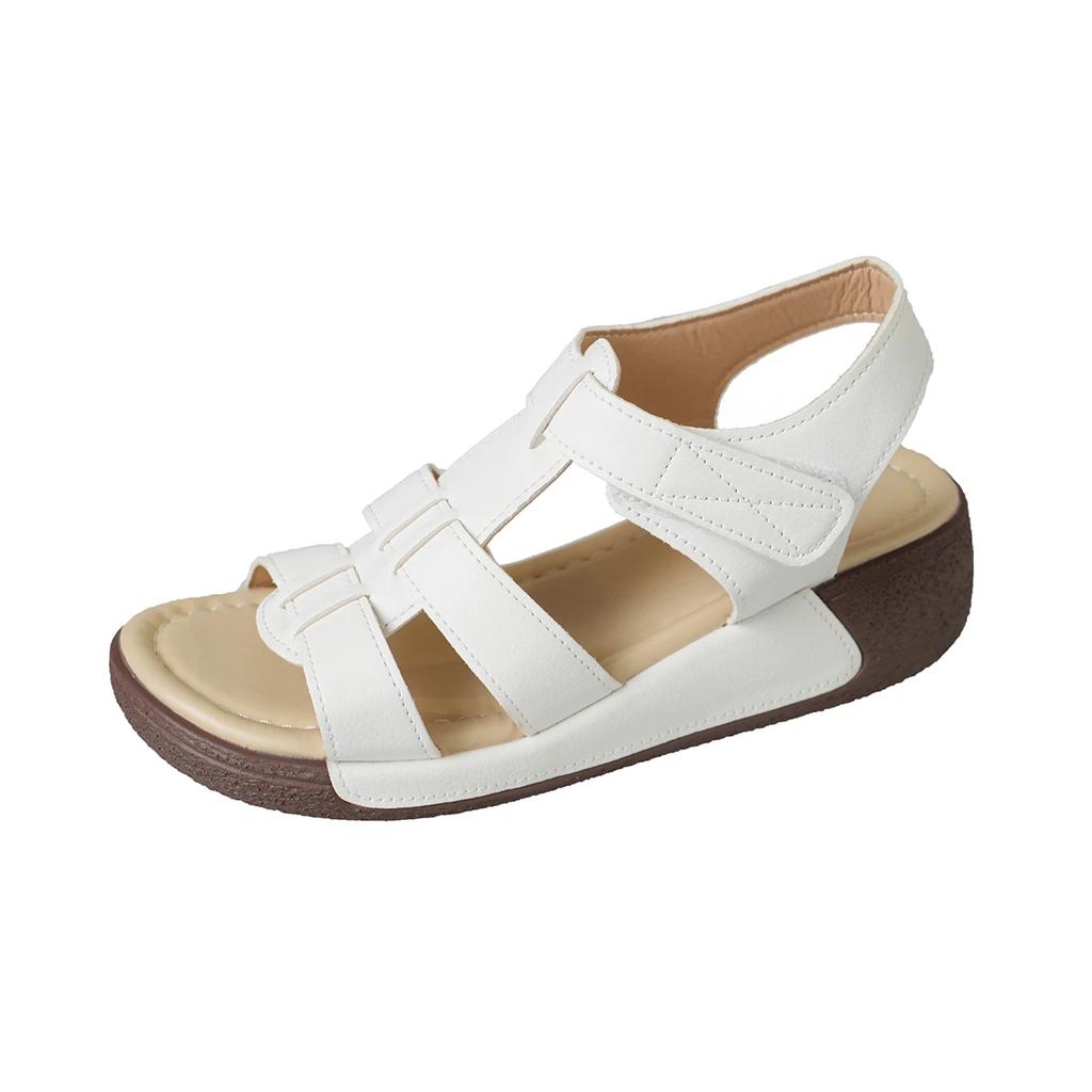 Обувь Женская 2025 Лето Новинка Босоножки Римские Женские с Открытым Носком Уличные Повседневные Босоножки на Платформе Клиновидной Формы для Больших Размеров Удобные Повседневные Платформа