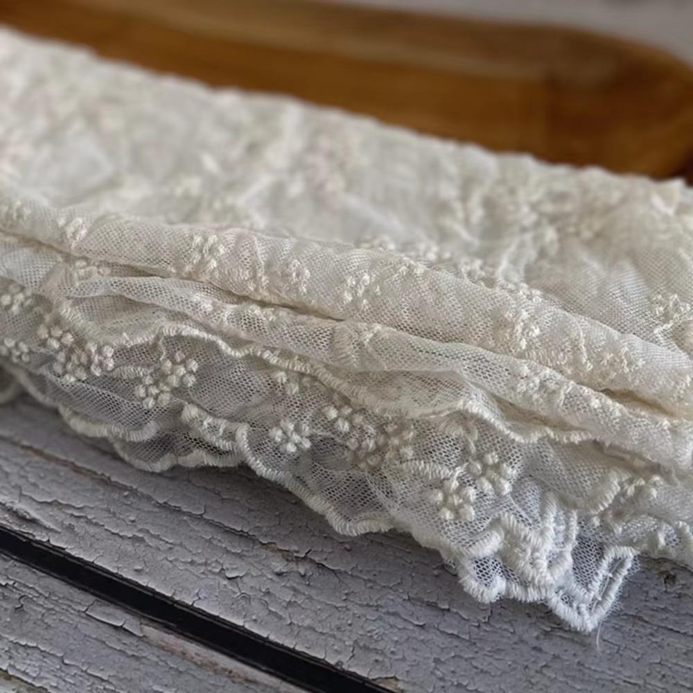 Versatile Retro Women's Lace Scarf Korean Version of Literary Embroidered Flower Neck Protection Scarf Long Female Headscarf