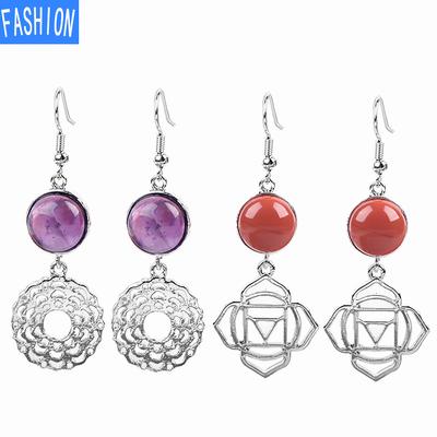 Женские серьги из натуральных кристаллов для йоги, серьги с символом семи чакр, серьги с аурой, медитацией, энергией