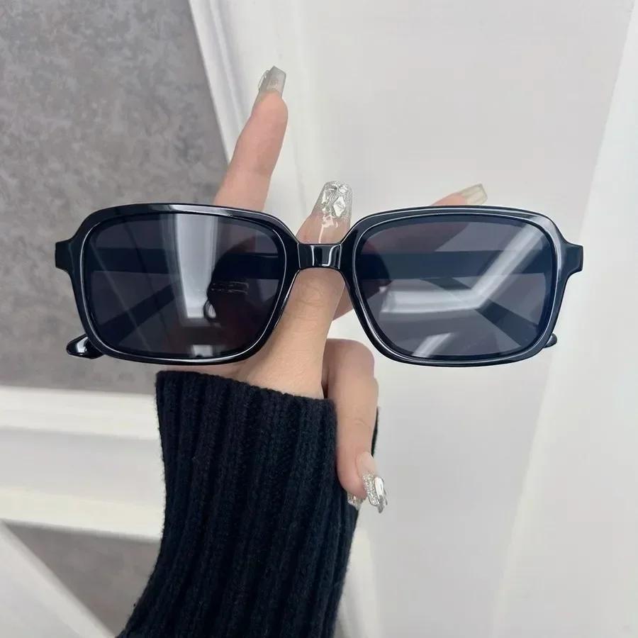Модные женские солнцезащитные очки Мужские квадратные винтажные солнцезащитные очки с большой оправой Стильные зеркальные черные ретро очки