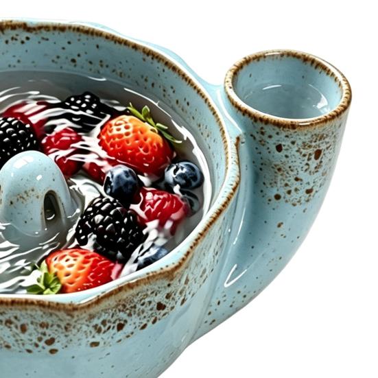 Многофункциональный кухонный таз Керамическая миска для ягод с отверстиями-ситом, Самовращающаяся конструкция-воронка, Для мытья и ополаскивания фруктов, ягод, овощей, Дуршлаг