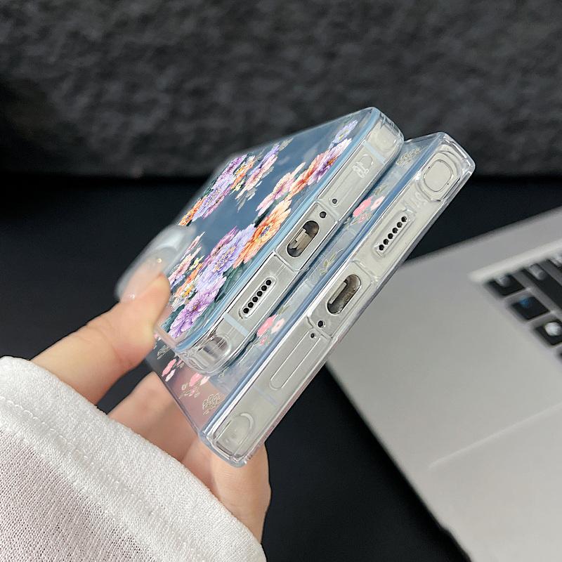 Чехол-накладка из твердого поликарбоната с цветочным узором и блестками для Samsung S25 Ultra S24 FE S23 A36 A56 A16 A55 с перьями, ударопрочный, с мягким краем, из термополиуретана