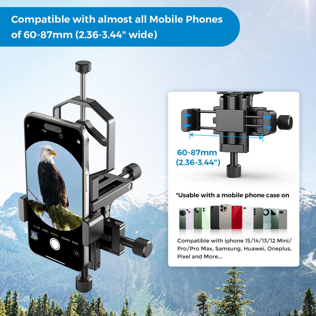 APEXEL APL-F003 Universal Phone Mount for Telescope Phone Phone Scope Digiscoping Adapter 3-Axis