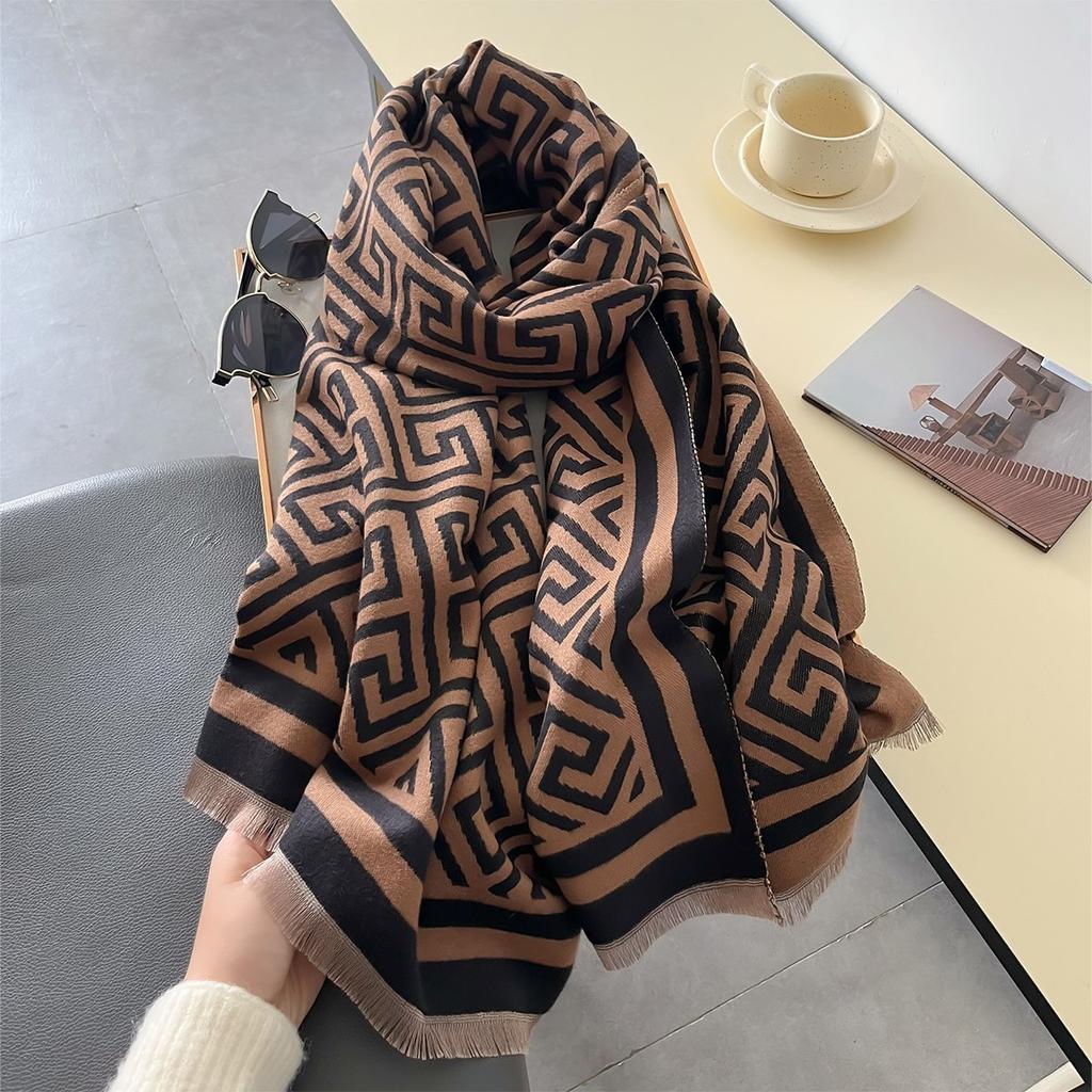 Winter Women Print Warm Scarf Cashmere Pashmina Double Sided Scarves Shawls Female Thick Blanket Wrap Bufanda Stole Echarpe