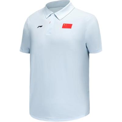 Li Ning Серия Honor Удобная Повседневная Простая Футболка-поло с коротким рукавом Пуловер Мужские топы Народно-синий APLV437-2