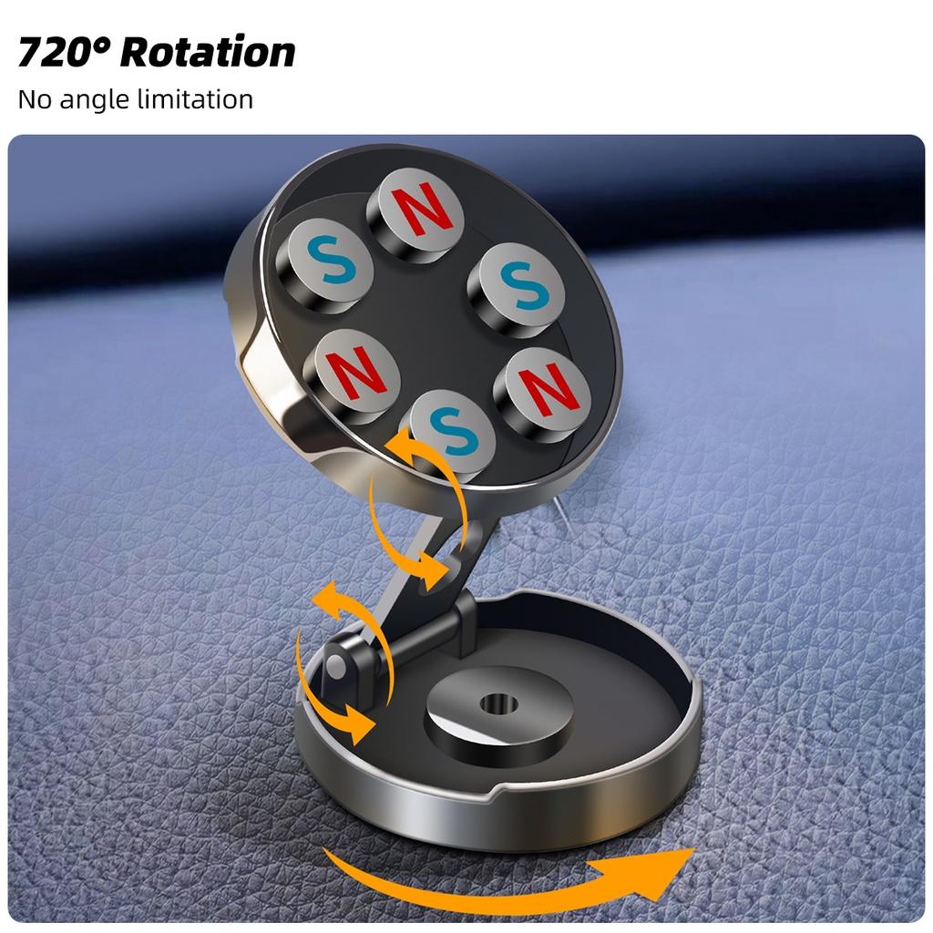 FONKEN Круглый складной магнитный автомобильный кронштейн для приборной панели с GPS-навигацией, крепление для всех мобильных телефонов, автоматический магнитный вращающийся держатель, подставка
