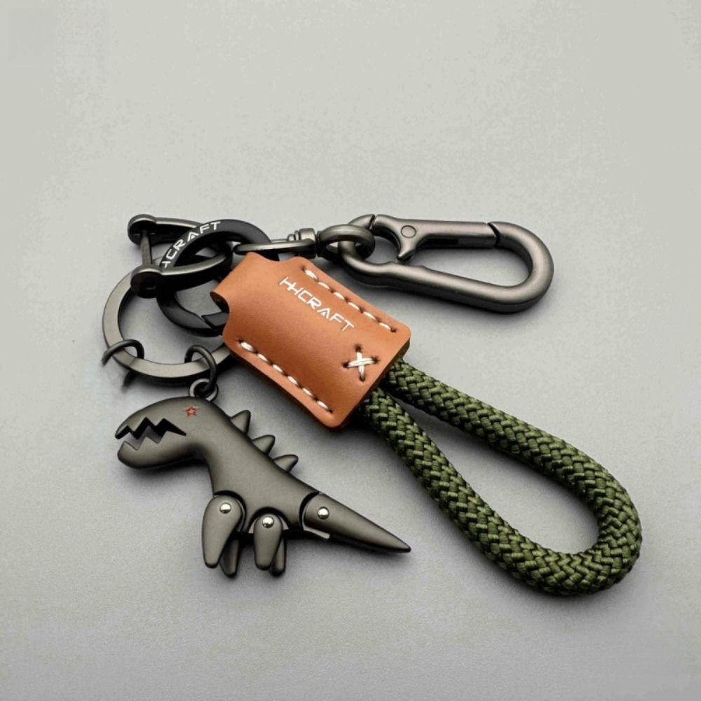 Cartoon Dinosaur Pendant Animals Bag Hanging Accessories Leather Rope Car Keychain Car Accessory