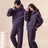 Couple Coral Fleece Pajamas Set Thick Warm Winter Loungewear Men Women