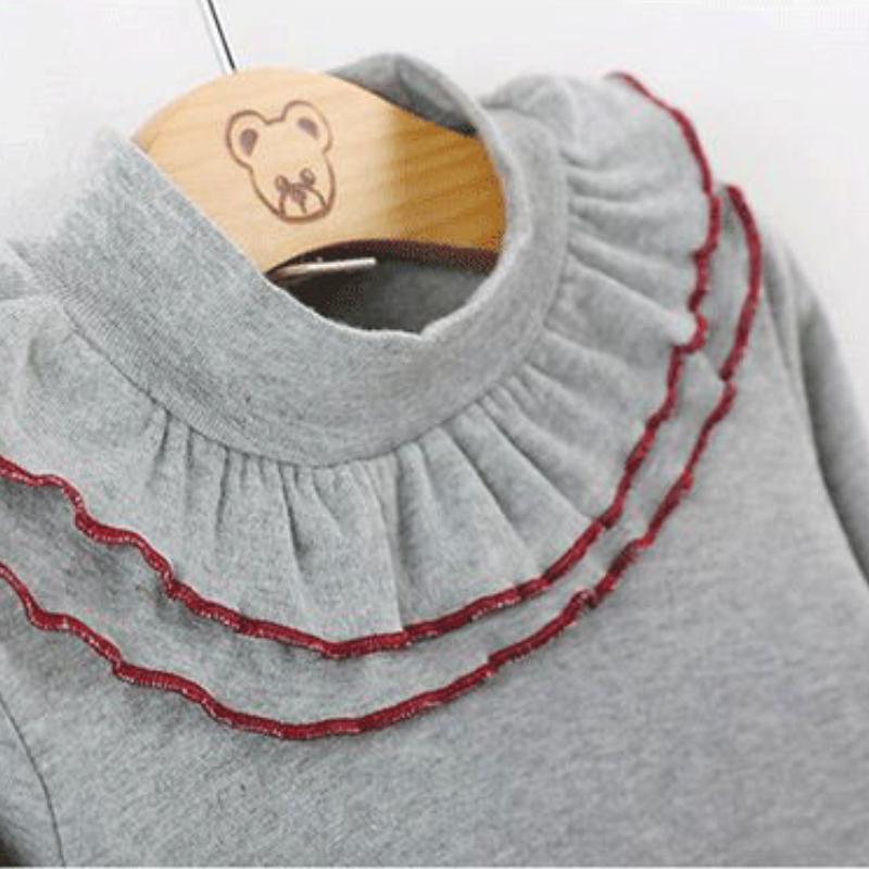 Детская одежда, весенне-осенние топы с длинными рукавами, водолазки для маленьких девочек, футболки с кружевным низом для девочек, детская хлопковая одежда