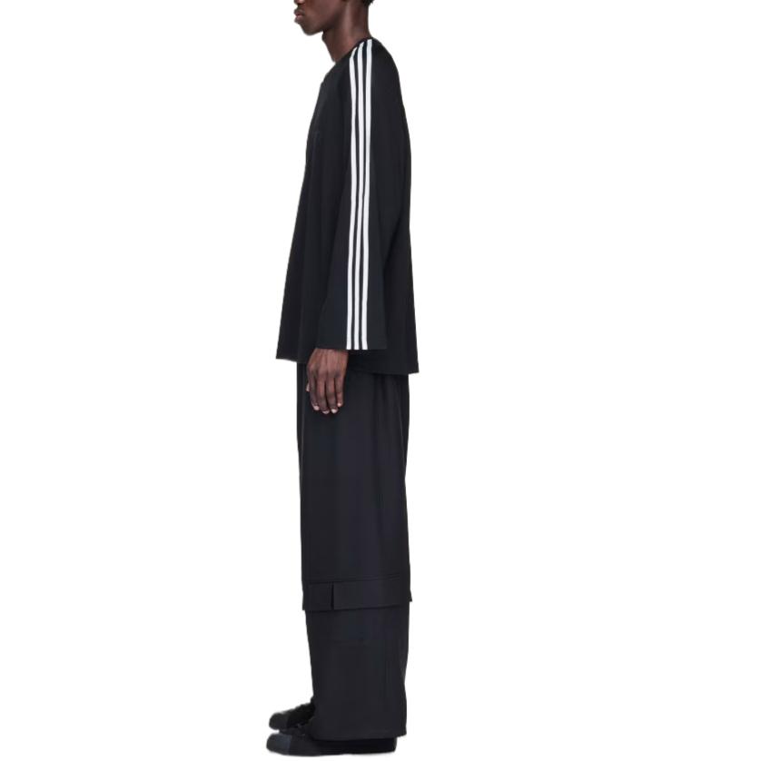 adidas Повседневная модная универсальная футболка с длинным рукавом с тремя полосками, мужские топы JW7351