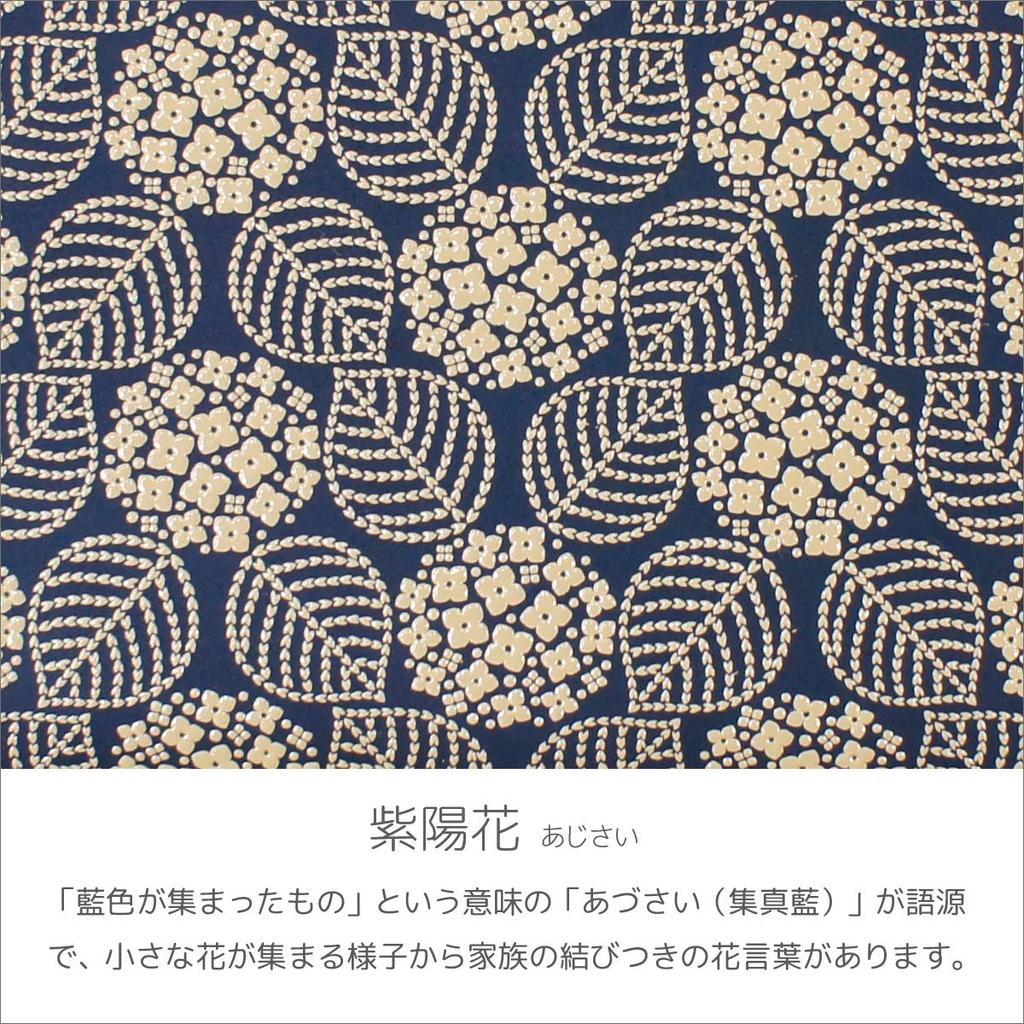 Inden Long Bundle Navy Blue X White Hydrangea Pattern [Indenya] Wallet, A, L-shaped Zipper, Deerskin, Lacquer, 2315-14-174