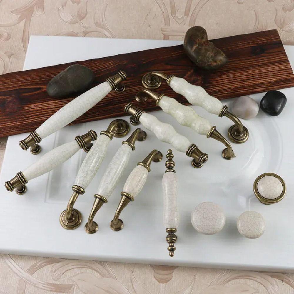 Белые керамические ручки для шкафов, цинковые ручки, ручки из цинкового сплава для ящиков, ручки для ящиков, ручки для шкафов