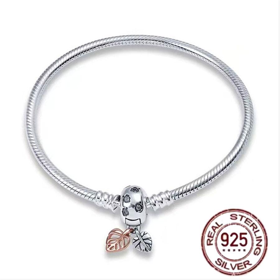 1/100 S925 silver heart crown snake bone bracelet women fashion jewelry DIY bracelet gift for her