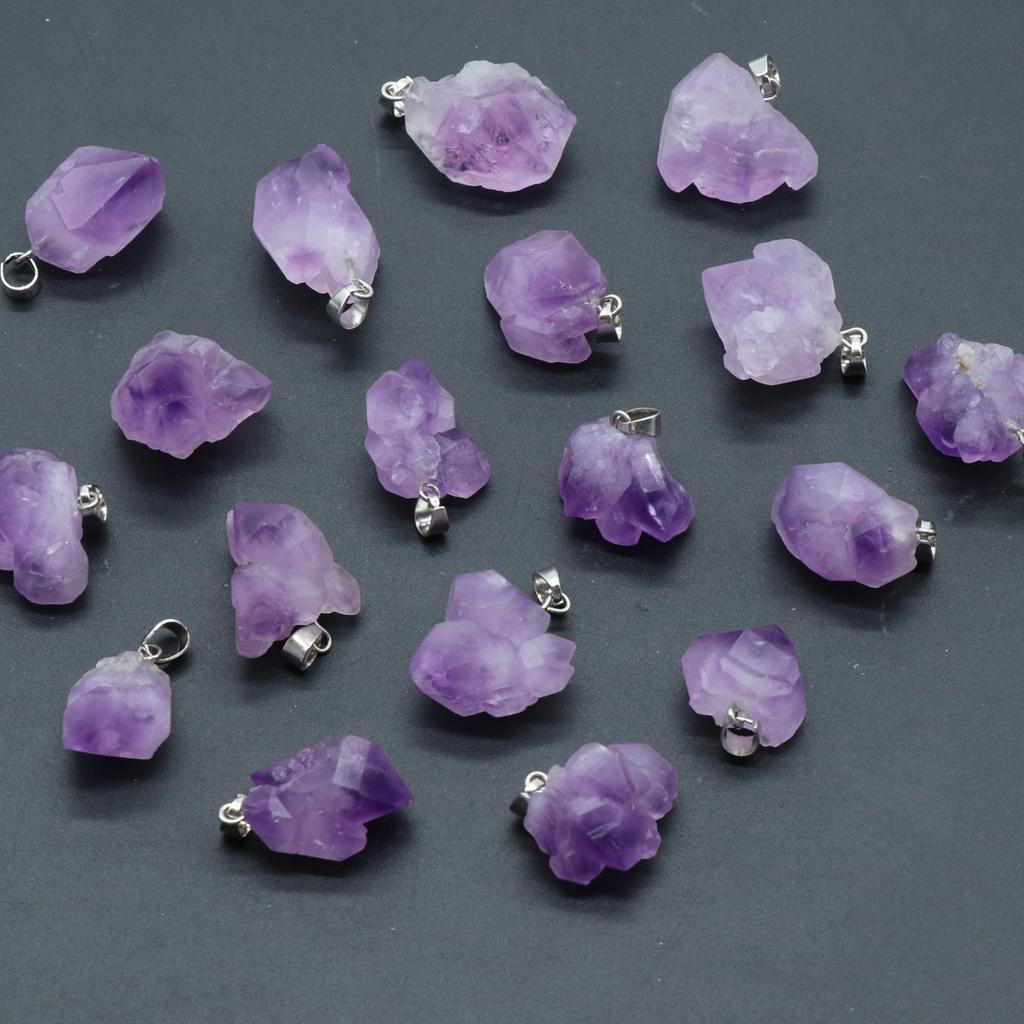 6Pcs, Raw Amethyst Pendant, Irregular Natural Crystal Jewelry for Women & Teens | Spiritual Healing, Anxiety Relief Gifts | Boho 2025 (Viral TikTok)