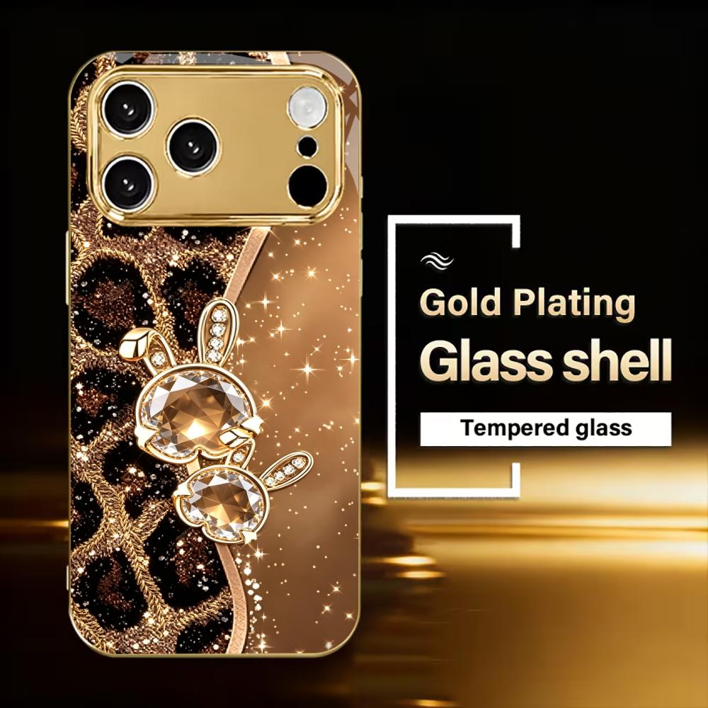 Милый чехол для телефона с рисунком леопарда и кролика для funda iphone для iPhone 17 Pro Max защитное стекло для iPhone 17 16 15 14 13pm Pro Plus