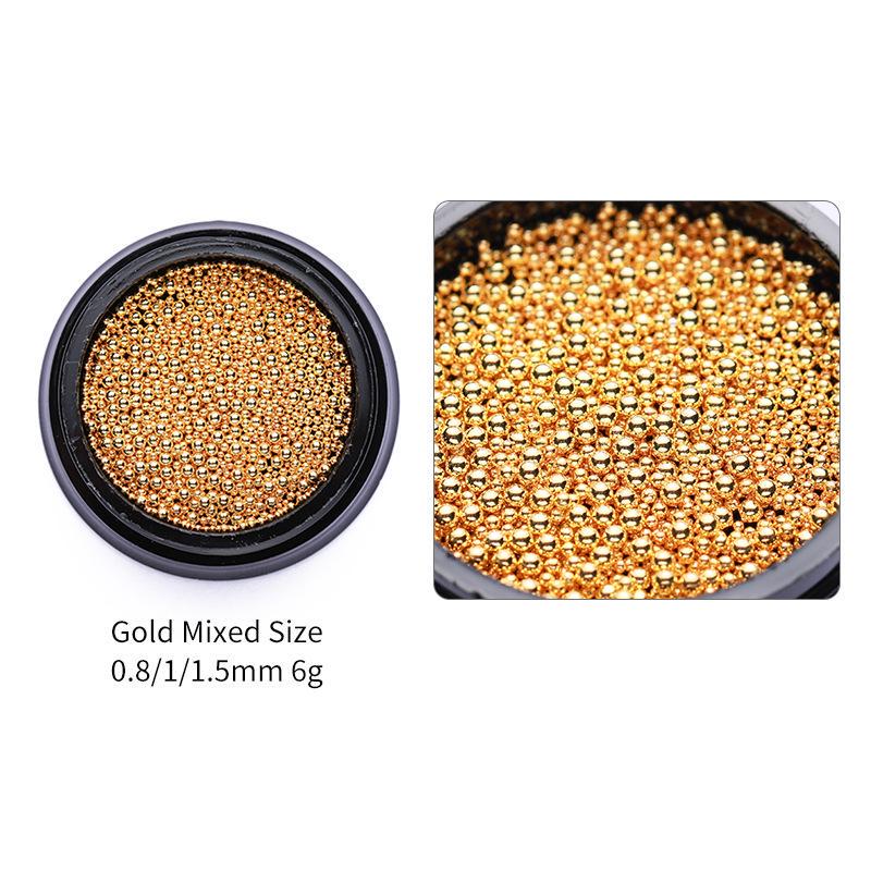 1 коробка 0,8 мм/1 мм/1,5 мм бусины из нержавеющей стали для дизайна ногтей, разные размеры D, украшение для дизайна ногтей