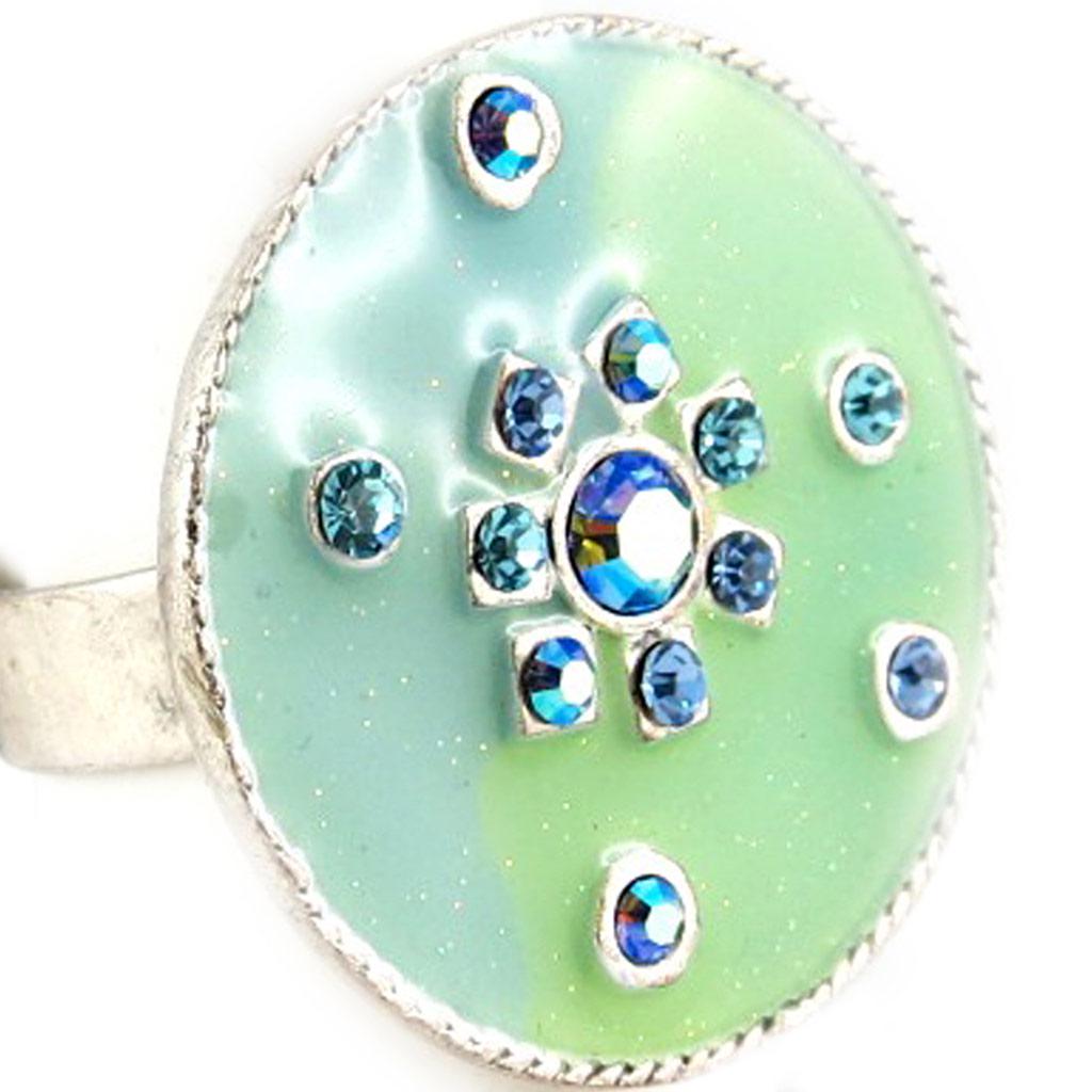 Les Trésors De Lily [E0307] - Blue 'Mimosas' Designer Ring