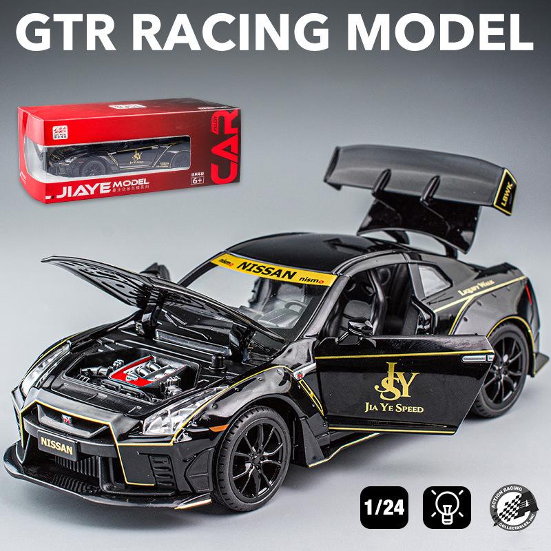 Масштаб 1/22 GTR Racing, литая под давлением модель автомобиля, игрушечный автомобиль с откатным механизмом, звуком и светом для детей, коллекция подарков для мальчиков и девочек