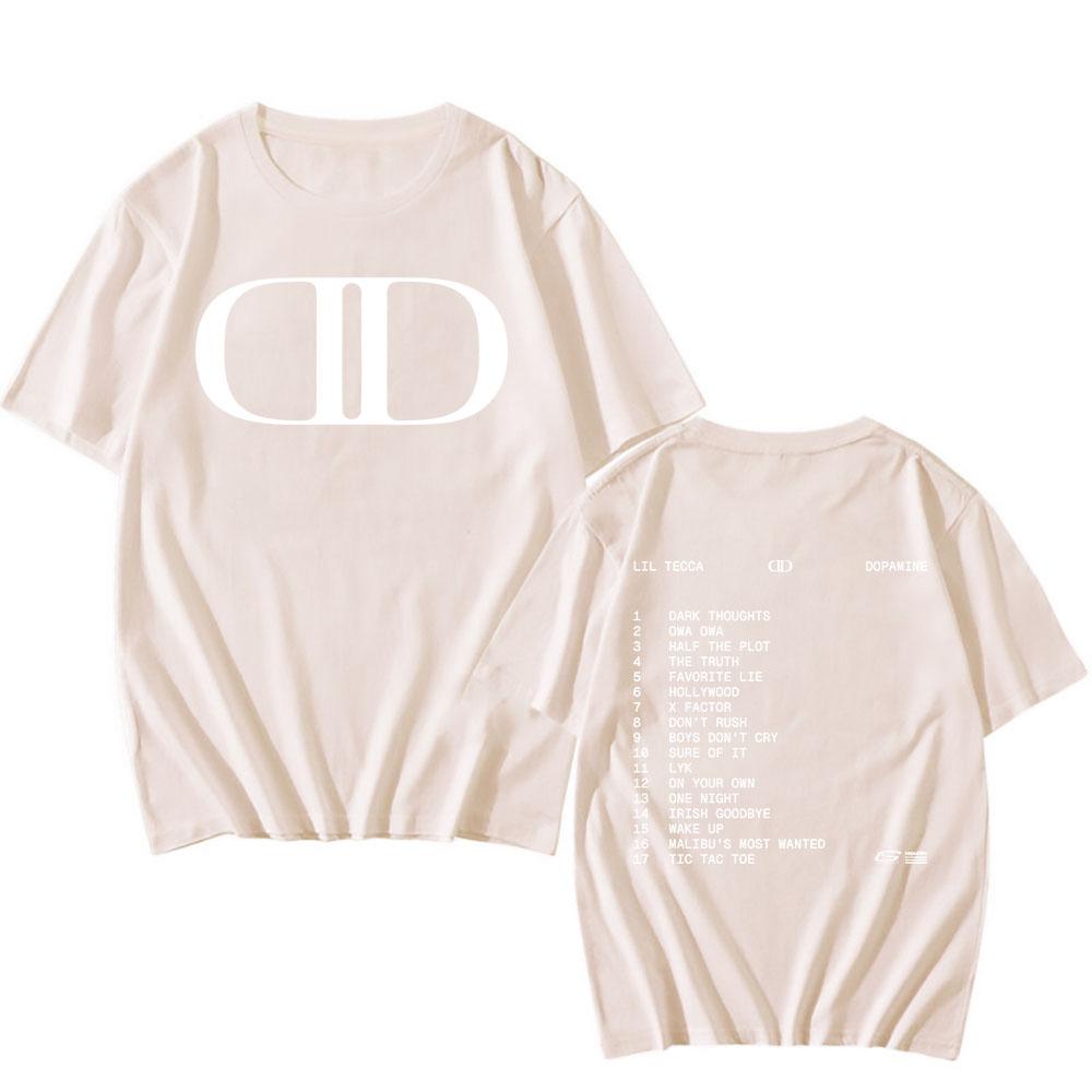 Lil Tecca DOPAMINE Футболка с альбомом, рэперский графический принт, модные футболки, футболка с коротким рукавом, хлопковая футболка, унисекс, уличная одежда, хип-хоп, мужские футболки
