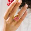 Корейский стиль Y2K Открытое кольцо Фейерверк Пряжка на палец Милое кольцо с бусинами в виде цветка Украшение