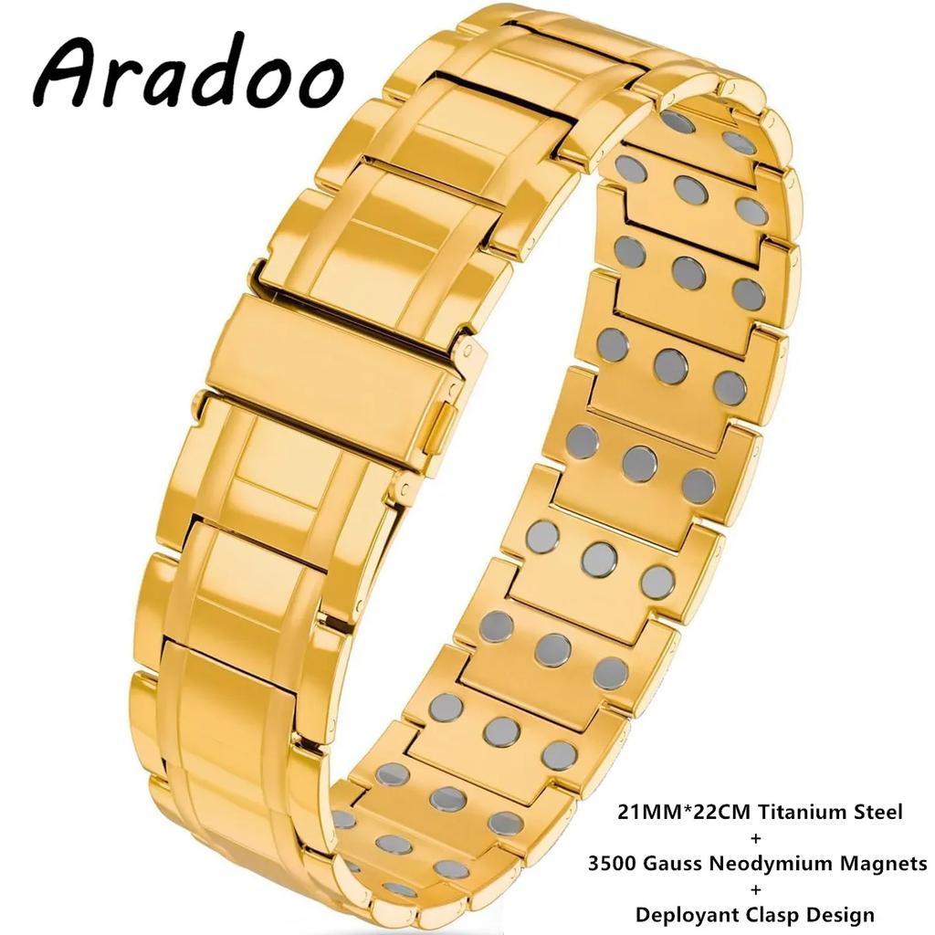 Premium Titanium Steel Bracelets for Men with 3X Ultra Strenth Magnetic Wristband Jewelry Gifts