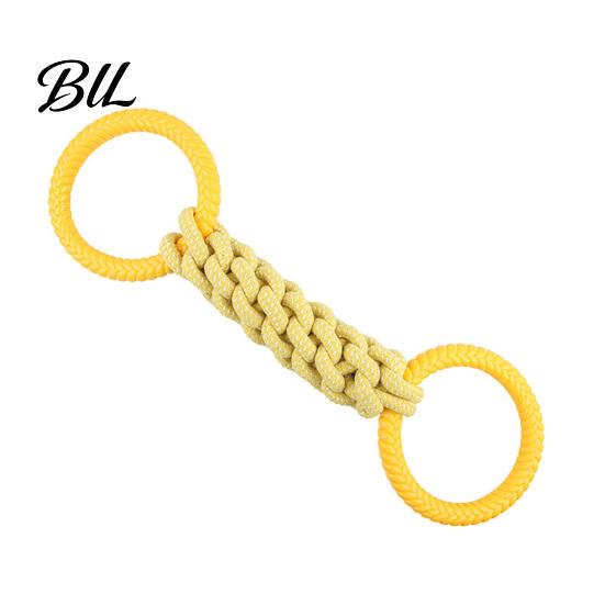 Strong Dog Chew Toy Pet Double Loop Design Cotton Rope Interactive Puppy Canine Bite-resistant Teeth Oral Health Safe Double-loop