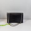 [Pre-Owned] Ysl Kate Silver Logo Chain Crocodile Pattern Embossed Glossy Calfskin Leather Tassel Crossbody Shoulder Bag Medium - Excellent #4O0005