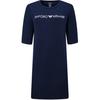 Хлопковое платье с принтом логотипа, круглым вырезом и короткими рукавами для женщин, темно-синее 262676-2R340-00135