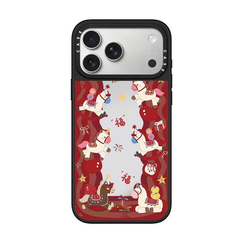 Чехол на телефон «Красный конь» на Новый год для iPhone 17 Pro Max/16 Pro Max/15 Pro