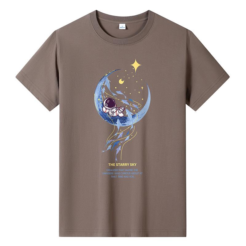 GMXIA Футболка с коротким рукавом из хлопка, мужская модная свободная рубашка с коротким рукавом, с принтом