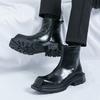 Осенне-зимние ботинки челси мужские нишевые с квадратным носком ботинки мартин модные кожаные ботинки на толстой подошве увеличивающие рост трендовые ботильоны