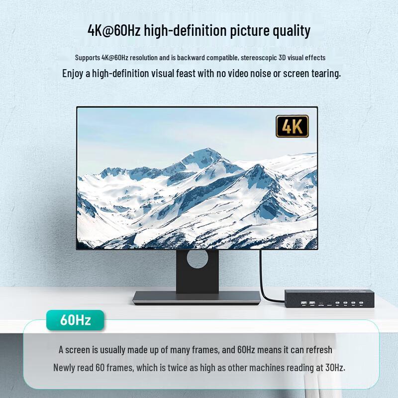 MT-Viki 4-портовый KVM-переключатель для двух мониторов 4K DP