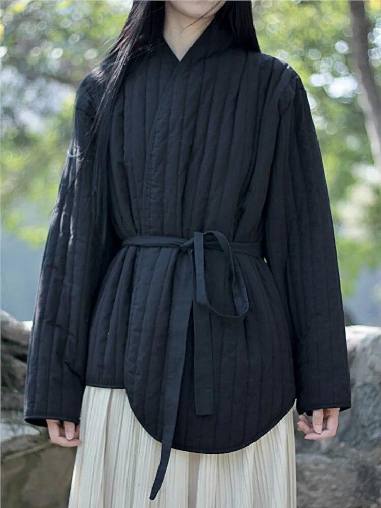 Johnature Женские хлопковые парки в китайском стиле, зимние пальто с длинными рукавами, однотонные женские винтажные парки