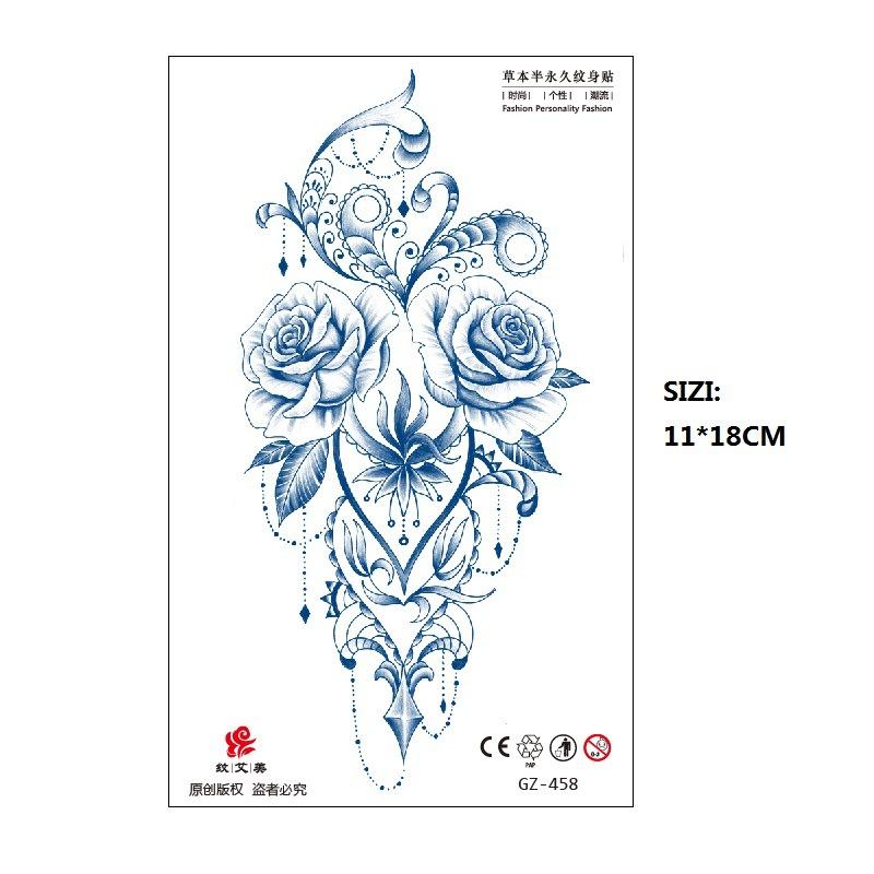 Herbal Juice Tattoo Sticker Geisha Bergamot Brahma Blossom Back Arm Back Non-Reflective Keep 15 Days Sticker