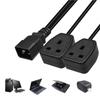 IEC320 C20 To UK+UK Power Adapter Cable Male To Female Connectors Cord Conversion Wire Line Black